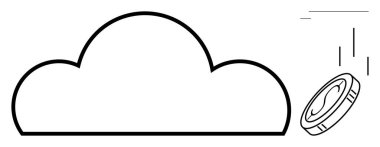 Bir madeni parayla eşleşen bulut ikonu dijital ekonomi, çevrimiçi depolama, bulut hizmetleri ve finans teknolojisini öne sürüyor. Finans, teknoloji, e-ticaret, veri güvenliği, ağ yeniliği için ideal