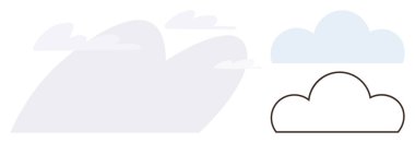 Çeşitli bulut tasarımları değişkenlik ve basitliği temsil eden yumuşak gri, mavi ve siyah şekilleri içerir. Hava, doğa, sakinlik, minimalizm, yaratıcılık, soyutlama ve modern daire için ideal