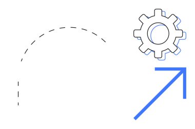 Yukarı doğru ok ile dişli mekanizma büyümeyi, yeniliği ve gelişmeyi işaret ediyor. Basit bir düz metaforda geliştirme, ilerleme, strateji, başarı, planlama, verimlilik teknolojisi kavramları için idealdir