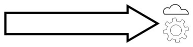 Düz ok vites ve bulutu hedef alıyor, otomasyonu, yeniliği ve bulut hesaplamasını temsil ediyor. Strateji, ilerleme, teknoloji, verimlilik takım çalışması geliştirme için ideal. Basit düz