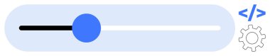 Taşınabilir mavi düğmeli yatay kaydırıcı, kodlama parantezleri ve vites simgesi. Kullanıcı arayüzü, teknoloji, programlama, kişiselleştirme, verimlilik yazılımı için ideal. Basit düz metafor