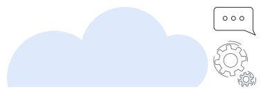 Konuşma baloncuklu mavi bulut ve bağlantı, sistem entegrasyonu ve bulut tabanlı teknolojiyi vurgulayan vitesler. İletişim, yenilik, otomasyon, bulut hizmetleri, takım çalışması, bilişim için ideal