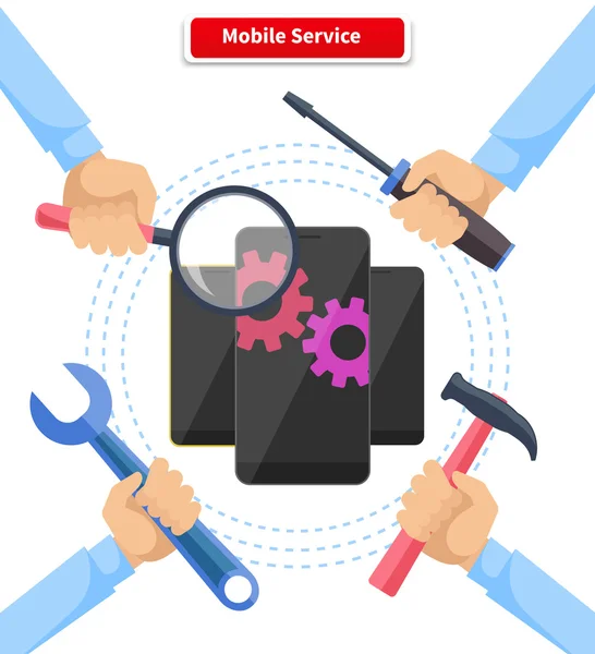 概念手机服务修复小工具 — 图库矢量图片