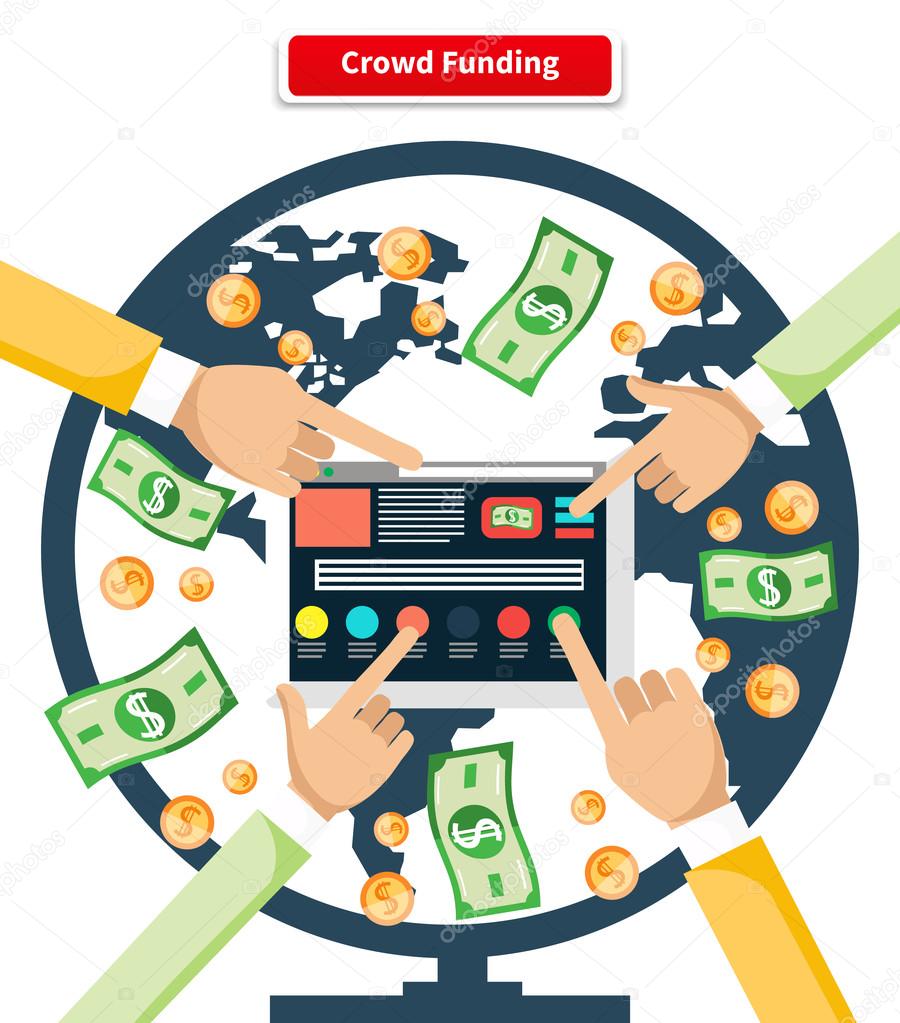 Concepto multitud financiaci n de billetes y monedas Concepto multitud financiaci n de billetes y monedas