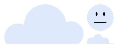 Büyük ve küçük bulut şekilleri üzerinde minimalist bir şekilde yüzen nötr insan-başparmak yüzleri. Duygular için ideal, basitlik, teknoloji, hava durumu, ruh hali, soyut kavramlar, iletişim. Basit.