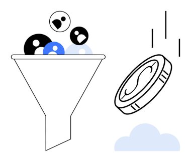 Değer yaratmayı temsil eden nesneleri tek bir madeni paraya filtreleyen huni. Pazarlama, satış, lider nesil, verimlilik, iş büyümesi, finansal akış ve işlem optimizasyonu için ideal. Basit.