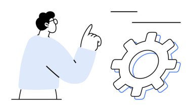 Büyük vitese bakan kişi sistemin işlevselliğine ve gelişmesine odaklanmamızı öneriyor. Teknoloji, takım çalışması, mühendislik, yenilik, verimlilik, işlemler, büyüme için ideal. Basit düz