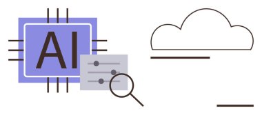 Yapay zeka işlemci çipi, bulut çizgisi, kontrol kaydırıcıları ve büyüteç veri işleme, bulut depolama ve analitiği birleştirir. Yapay zeka, teknoloji, bulut hesaplama yeniliği için ideal dijital