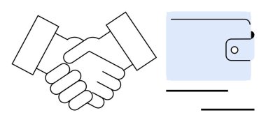 Cüzdanın yanında mali işlemleri temsil eden bir anlaşmayı sembolize ediyor. İş için ideal, ortaklık, güven, yatırım, finans, anlaşma yapma ticareti. Basit düz metafor