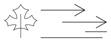 Akçaağaç yaprağı kalın, düz oklarla eşleştirilir. Büyümeyi, hareketi, değişimi ve yönü simgeler. İlerleme, doğa, sürdürülebilirlik, kalkınma çevre rehberliği ve hız kavramları için ideal