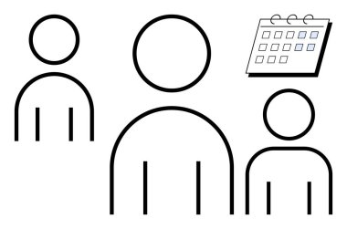 İnsanları temsil eden soyut figürler bir takvim boyunca takım çalışması, organizasyon, planlama ve planlama öneriyor. Takım yönetimi, takvim, işbirliği, iş akışı planlaması için ideal