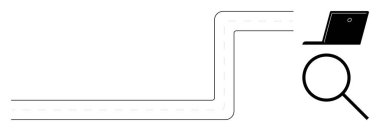 Büyüteç, dizüstü bilgisayara giden kıvrımlı bir hattı takip ediyor, arama, ilerleme ya da navigasyon iletiyor. Analiz, araştırma, teknoloji, veri akışı, strateji ilerlemesi için ideal basit yolculuğu haritalamak için