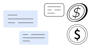 Finans, ödeme, işlem, bankacılık, ekonomik büyüme, bütçe ve muhasebeyi temsil eden madeni para grafikleri üst üste biniyor. Basit düz metafor için ideal