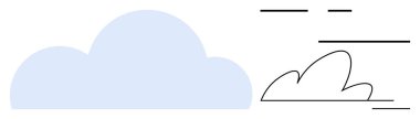 Açık mavi bulut, ince çizgili bulut hatlarına dönüşen çizgiler ve şekiller çiziyor. Değişim için ideal, basitlik, karşıtlık, dönüşüm, yaratıcılık, tasarım, yenilik. Basit düz