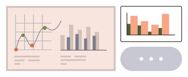 Çizgi çizelgesi, çubuk grafikleri ve analitik, büyüme, performans ve eğilimleri vurgulayan gösterge tablosu. İş stratejisi, istatistik, araştırma amaçlı kararların finansmanı ve raporlar için ideal