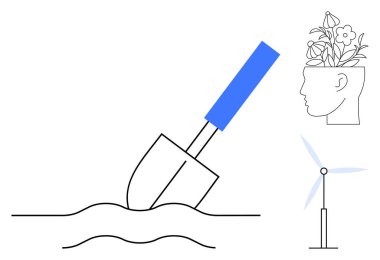 Toprağı kazan maça, rüzgâr türbini, çiçek açan kafa büyümeyi, doğayı, fikirleri ve ekolojik yaşamı simgeliyor. Sürdürülebilirlik, yaratıcılık, yenilikçi büyüme eko-bilinç için ideal