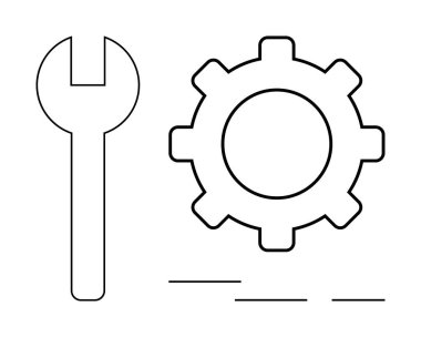 Vitese bitişik minimalist anahtar, onarım, mühendislik, takım çalışması, geliştirme, mekanik, otomasyon ve optimizasyonu sembolize ediyor. İş sektörü ve sorun çözme için ideal. Basit bir daire.