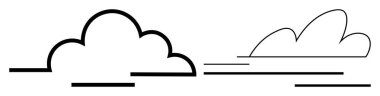 Yatay çizgileri olan iki siyah bulut, sakin gökyüzünü gösteriyor. Hava, dinginlik, minimalizm, çevre, sükunet, hayal gücü, soyut tasarım için idealdir. Basit düz metafor