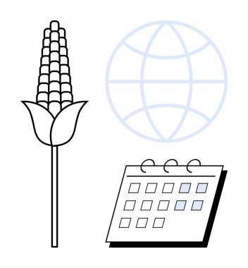 Mısır sapı, dünya küresi ve takvim tarımı, sürdürülebilirliği, küresel gıda sistemlerini, mevsimsel planlamayı, ekonomiyi, iklim eylemlerini, çevre dostu uygulamaları temsil etmektedir. Basit bir daireyi görselleştirmek için ideal