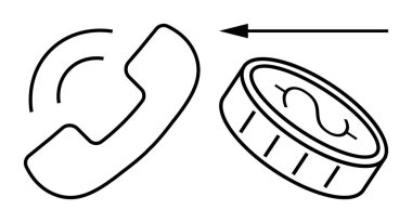 Telefon görüşmeleri konsepti. Telefon ve para sembolü telefon bazlı işlemler ve iletişim maliyetleri. Telefon görüşmeleri, para alışverişini ve telekom hizmetlerini basitleştirir. Fintech uygulamaları için