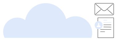 E- posta ve belgeye bağlı bulut sembolü, dijital depolama ve paylaşımı vurguluyor. Bulut teknolojisi, veri transferi, çevrimiçi iletişim, belge yönetimi, iş araçları, ağ kurmak için ideal