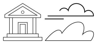 Klasik bina cephesi, üçgen pedikür, kapı ve iki bulut. Temalar için ideal eğitim, istikrar, hükümet, kültür, hukuk çevresi yaratıcılığı. Basit düz metafor