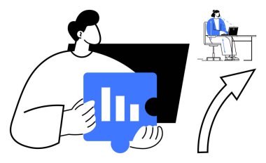 Veri analizi Bir yapboz parçasının grafiğiyle analiz edilerek takım çalışması ve sanal işbirliği vurgulandı. Ticari içgörüler, uzaktan çalışma, proje yönetimi ve yenilik için veri analizi