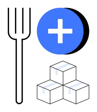 Lojistik konsept. Lojistik semboller ambalaj, tıbbi nakliye ve organize dağıtım sistemleri. Lojistik, kaynak dağılımının verimli olmasını sağlar. Sağlık, tedarik zincirleri, e-ticaret için