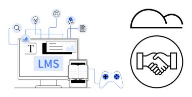 Öğrenme yönetim sistemi. Online eğitim ve e-öğrenme platformları için LMS araçları. LMS dijital işbirliği, bulut erişimi ve oyun unsurlarını destekler. Eğitim, takım çalışması, online hizmetler için
