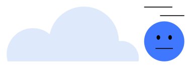 Bulut ve yatay hareket çizgilerinin yanında nötr bir ifade olan mavi yüz. Duygular, hava durumu, sakinlik, basitlik, dijital iletişim, farkındalık, sembolizm için idealdir. Basit bir daire.