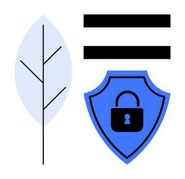 Tarzlı yaprak ve denge çizgilerinin yanında mavi kalkanda asma kilit, çevre güvenliğini, korumayı, dengeyi, veri gizliliğini, çevre dostu etiği sembolize ediyor. Güvenlik, çevre ve ahlak için ideal