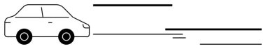 Hız çizgileriyle ilerleyen kompakt araba hız ya da hız öneriyor. Ulaşım, otomotiv yeniliği, hız, verimlilik, hareket, ilerleme ve seyahat görselleri için ideal. Basit düz metafor