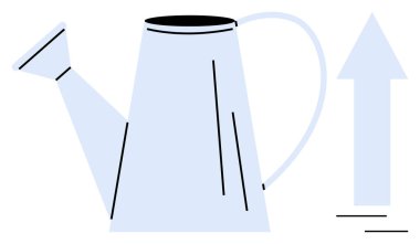 Su kabını yukarı doğru ok ile tutmak ve püskürtmek büyüme, yenilik ve başarıyı temsil eder. İş, eğitim, motivasyon, sürdürülebilirlik, yetiştirme, kişisel büyüme için idealdir.