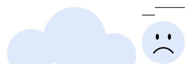 Üzüntü konsepti. Duygusal ya da havayla ilgili anlamları yansıtan bir bulutun yanında üzgün bir yüz. Üzüntü, kasvetli günlere ya da kişisel duygulara bağlı. Psikoloji, duygular, hava durumu, zihinsel