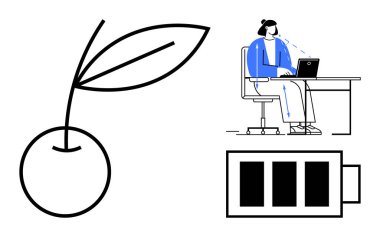 Sürdürülebilirlik kavramı. Yenilenebilir enerji, üretkenlik ve dengeli iş hayatı sembolleriyle sürdürülebilirlik. Sürdürülebilirlik verimliliği ve çevreye duyarlı yaşamı teşvik eder. Yeşil teknoloji için