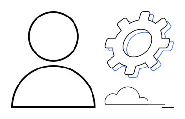 Minimalist insan teçhizat ve bulut ile ana hatları takım çalışmasını, yeniliği, teknolojik bütünleşmeyi ve ilerlemeyi sembolize eder. İşbirliği, liderlik, yaratıcılık, yazılım konsepti için ideal