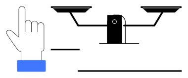 Bir parmak kaldırarak dengeli teraziyi işaret ederek adaleti, eşitliği ya da tercihi sembolize ediyor. Hukuk, karar verme, eşitlik, adalet ve eşitlik için idealdir. Basit düz metafor
