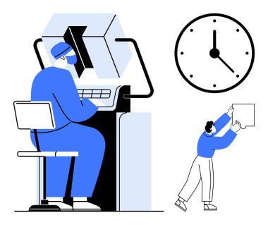 CNC makine operasyonu. CNC 'de çalışan bir işçi CNC hassasiyeti ve takım çalışmasını vurgulayarak denetim altında bir CNC makinesi çalıştırıyor. CNC teknolojisi üretim süreçlerini verimli bir şekilde düzene sokuyor. Sanayi için ideal