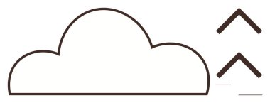 İlerlemeyi, büyümeyi ve dijital bağlantıları simgeleyen iki yukarı doğru ok ile basit bulut anahatları. Teknoloji, yenilik, bulut depolama, veri transferi, ilerleme, büyüme ve modern için ideal