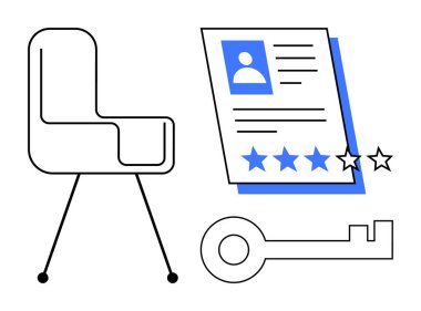 Modern başkan, derecelendirme yıldızları olan CV ve işe alma, kariyer, fırsat ve başarı gibi önemli kavramları. İşe alım, insan kaynakları, iş arama, kariyer büyüme yeteneği edinme için ideal