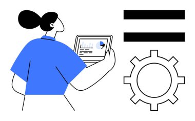 Elinde pasta grafiği ve çubuk grafiği olan bir dizüstü bilgisayar tutan kişi analizi, eşitliği ve yeniliği simgeliyor. İş stratejisi, problem çözme, eşitlik, takım çalışması, üretkenlik için ideal