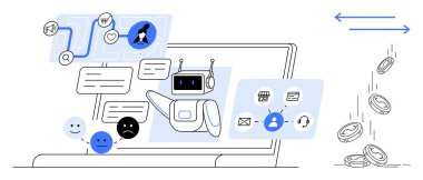 İletişim kuran dost canlısı sohbet robotu, duyguları analiz eden, kullanıcı taleplerini yönlendiren. Müşteri hizmetleri, otomasyon, iş akışı, veri analizi, finans teknolojisi yeniliği için ideal. Basit düz
