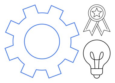 Ampulün yanında büyük vites ve ödül kurdelesi yaratıcılığı, beyin fırtınasını, tanımayı, takım çalışmasını, üretkenliği, problem çözmeyi ve yeniliği simgeliyor. İş ve teknoloji eğitimi için ideal