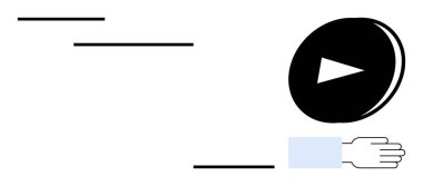 Hareket ve ileri momentumu vurgulayan hareket çizgileri olan bir çalma tuşuna elle bas. Medya, eylem, üretkenlik, yenilik, dijital dönüşüm, büyüme, motivasyon temaları için idealdir. Basit.