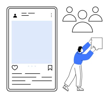 Sosyal medya konsepti. Kullanıcı etkileşimini ve profil oluşturmayı vurgulayan sosyal medya kurulumu. Sosyal medya platformlar arası iletişimi basitleştiriyor. Pazarlama, içerik oluşturma, izleyici