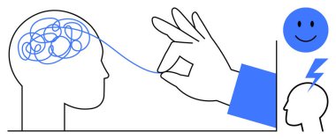 Zihinsel berraklık kavramı. Zihinsel berraklığa ulaşmak için kafa karıştırıcı düşüncelerin dışa vurumu. Zihinsel berraklık odaklanmayı, stres atmayı ve pozitifliği teşvik eder. Farkındalık, terapi, sağlık için mükemmel.