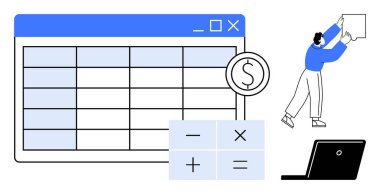 Hesap çizelgesi araçları. Resimlerde finansal hesaplamalar ve veri yönetimi için hesap tablosu araçları gösteriliyor. Finans, muhasebe, veri analizi, bütçe ve yazılım geliştirme için kullanışlı