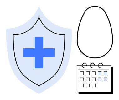 Mavi haç kalkanda yumurta şekli ve takvimin yanında korunmayı simgeliyor. Sağlık, doğurganlık planlaması, güvenlik, programlama, koruma, sağlık tıbbi büyümesi için idealdir. Basit düz