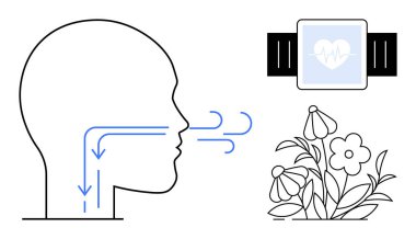 Uyanık kalp atışlarını ve çiçek açan çiçekleri izlemek alerji olduğunu gösteriyor. Sağlık, fitness, teknoloji, refah, biyoloji, çevre, alerji farkındalığı için ideal