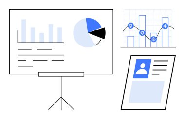 Veri analiz konsepti. Grafik, grafik ve analiz araçlarıyla veri analizi. Veri analizi iş görüşlerini, kararları ve ölçülebilir sonuçları yönlendirir. Analiz ve finans pazarlaması için ideal